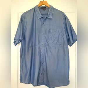 TOAD & CO men’s medium blue, short sleeve, button-down camp shirt, size XL